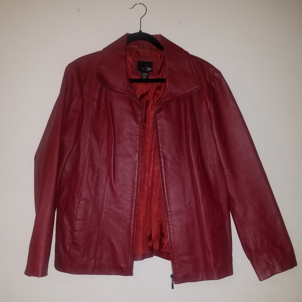 Women's XL Red Leather Jacket/Blazer! Vintage.